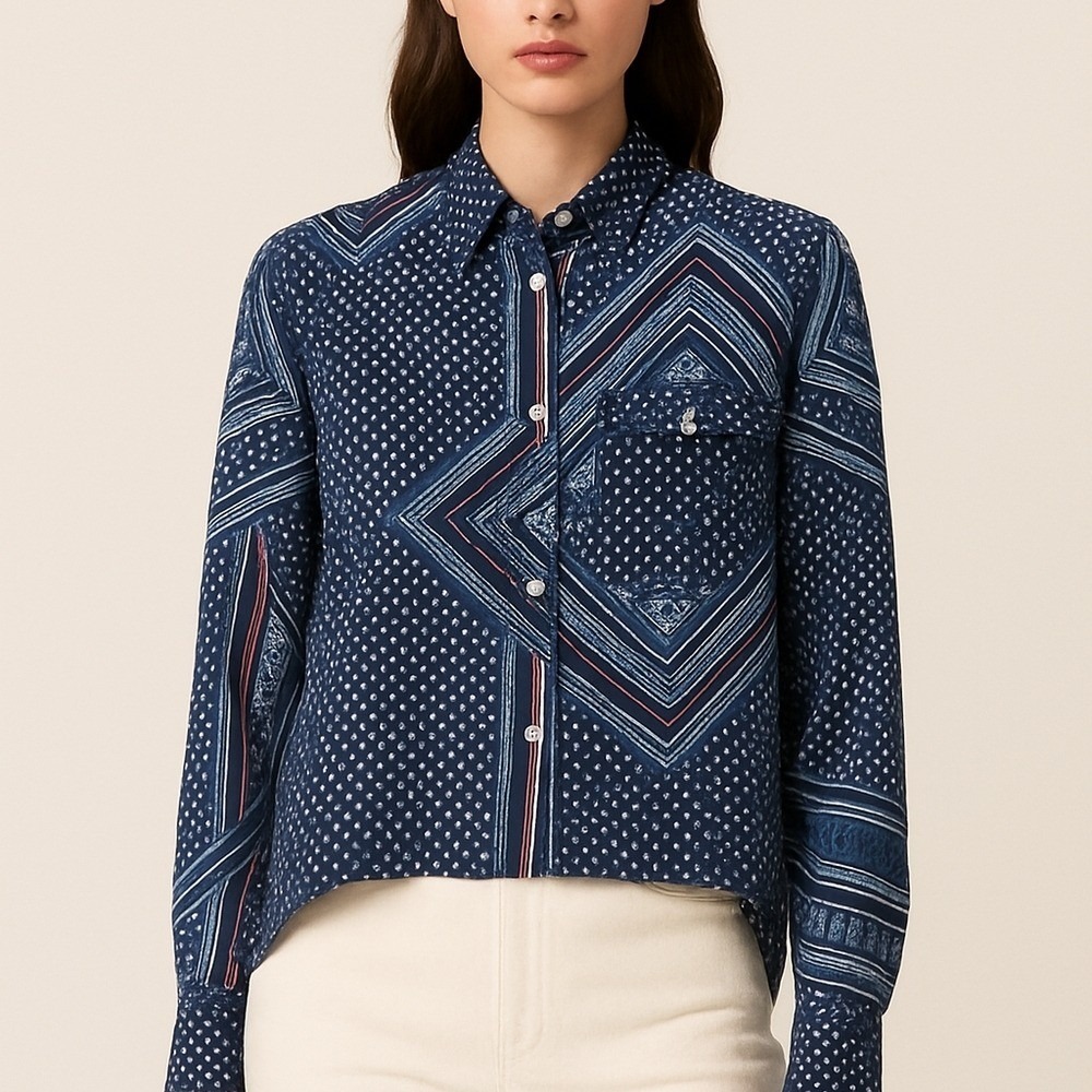 Derek Lam 10 Crosby‎ 100% Silk Geometric Blouse | Size 0